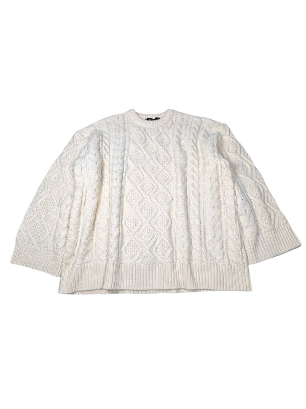 Lioness Gigi Oversized Fisherman Sweater L Chunky Slouchy Boxy Boho Ivory - Picture 3 of 14